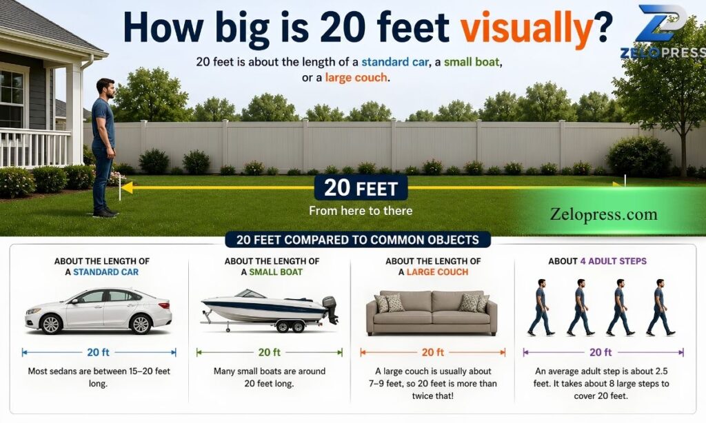 How big is 20 feet visually?