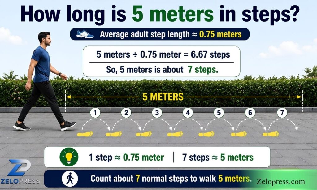 How long is 5 meters in steps