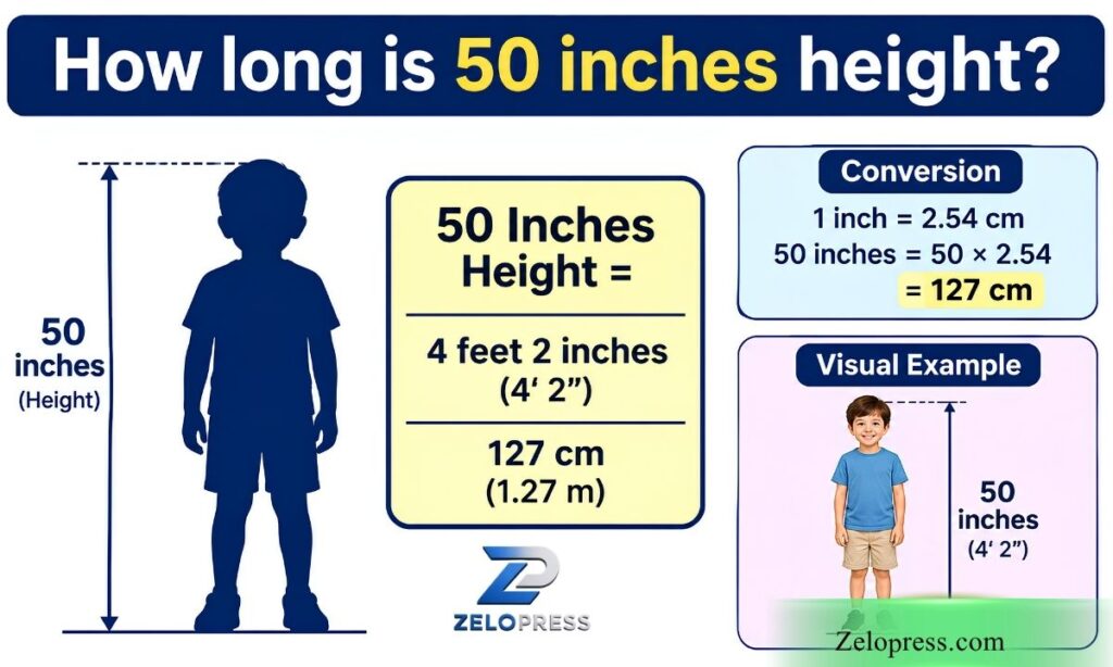 How long is 50 inches height