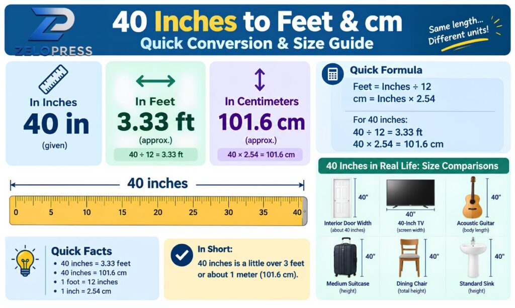 40 Inches to Feet & cm: Quick Conversion & Size Guide 