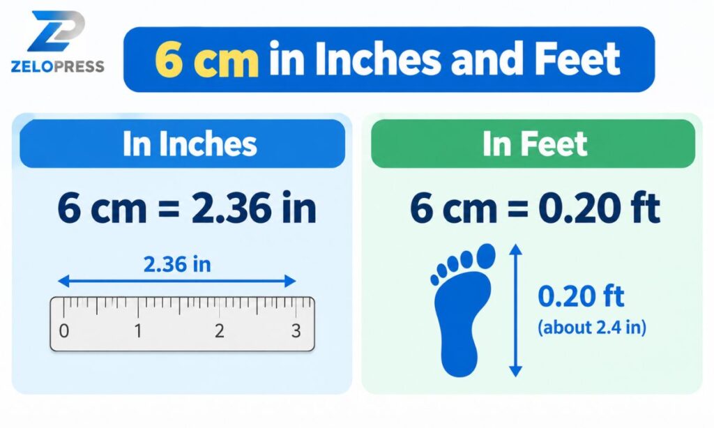 6 cm in inches and Feet