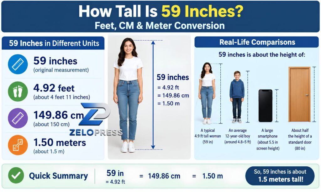 How Tall Is 59 Inches? Feet, CM & Meter Conversion 