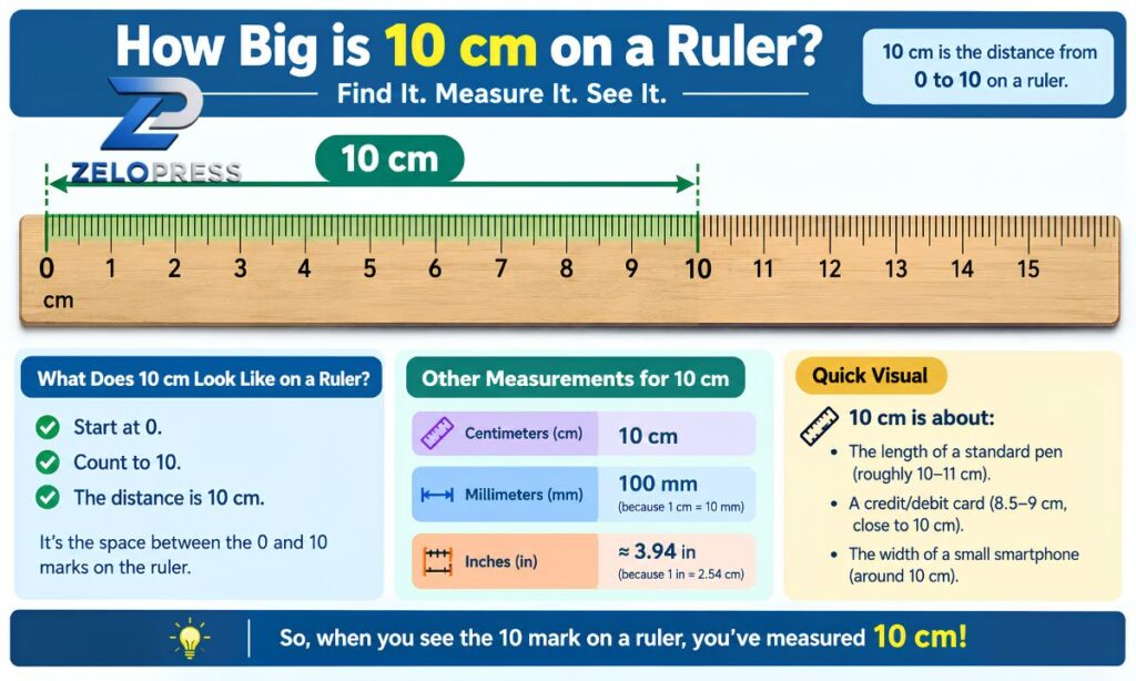 How big is 10 cm on a ruler