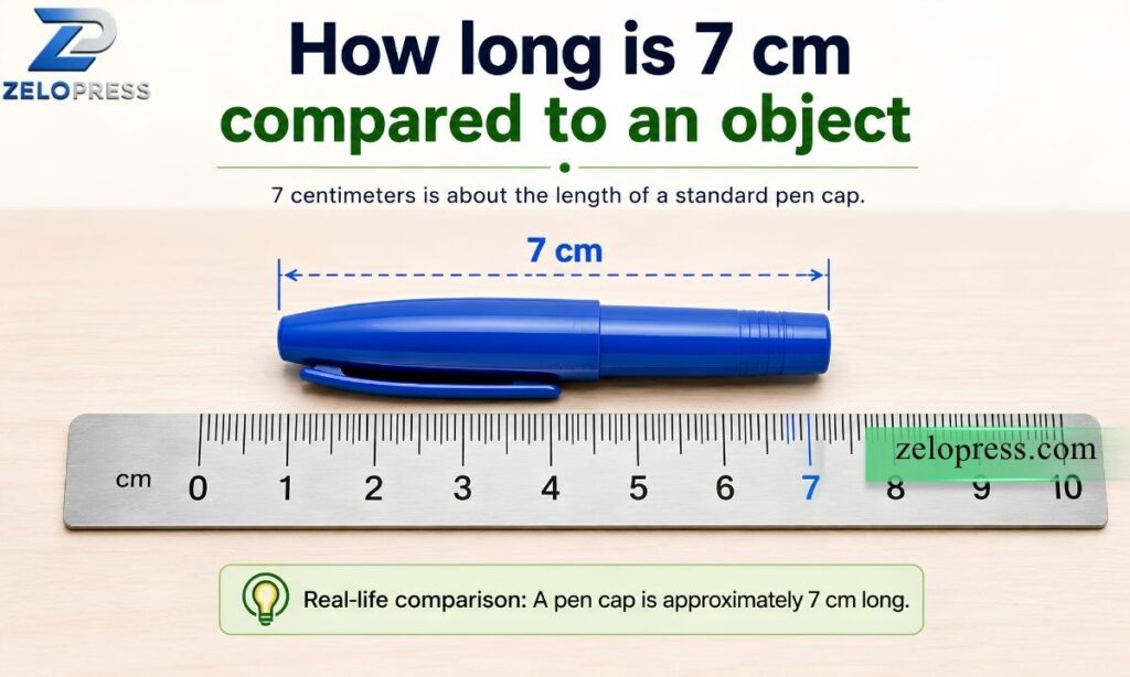 How long is 7 cm compared to an object