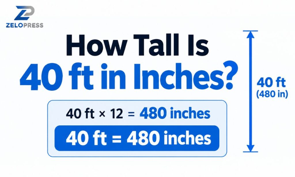 How tall is 40 ft in inches?