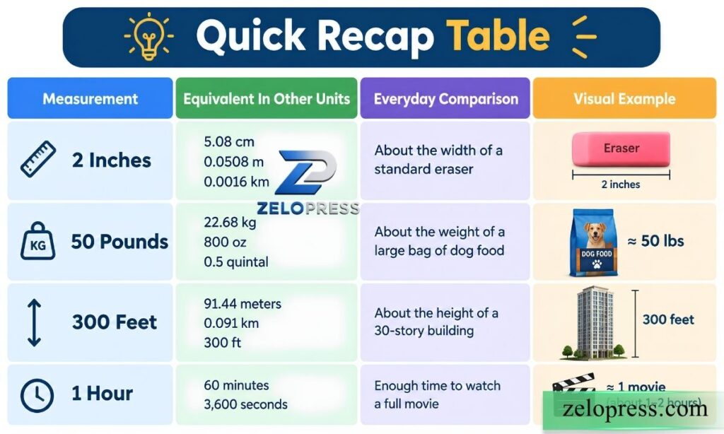 Quick Recap Table