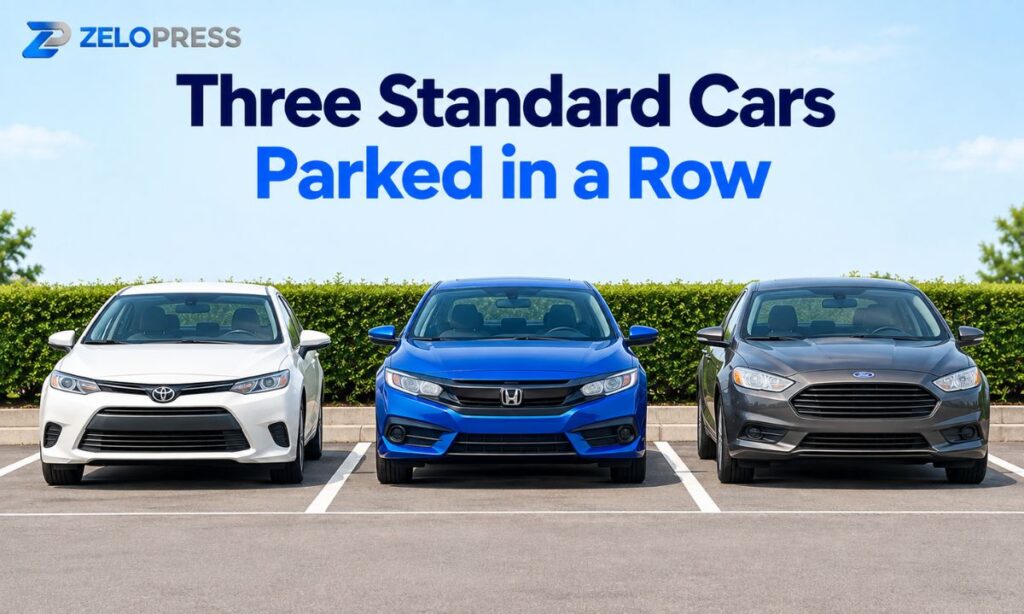Three Standard Cars Parked in a Row