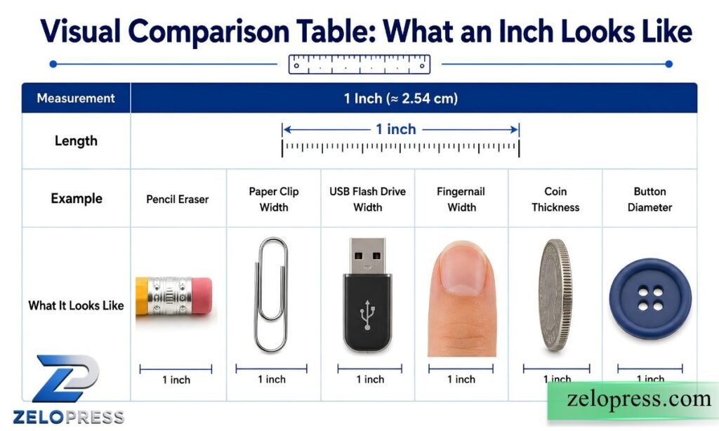 Visual Comparison Table: What an Inch Looks Like