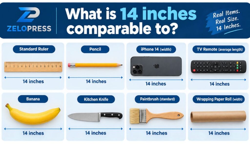What is 14 inches comparable to?