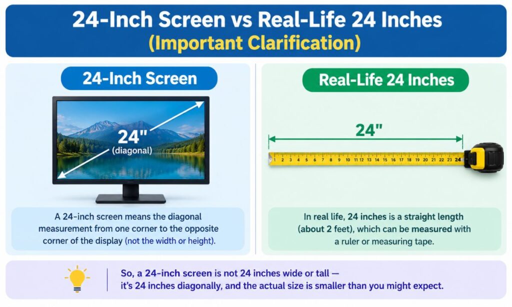 24-Inch Screen vs Real-Life 24 Inches (Important Clarification)