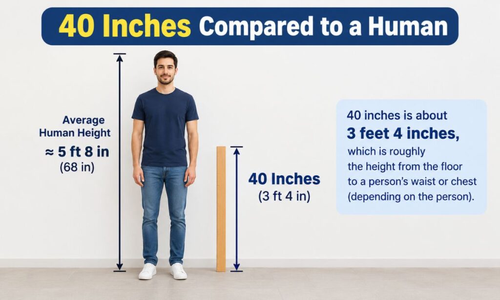 40 inches compared to a human