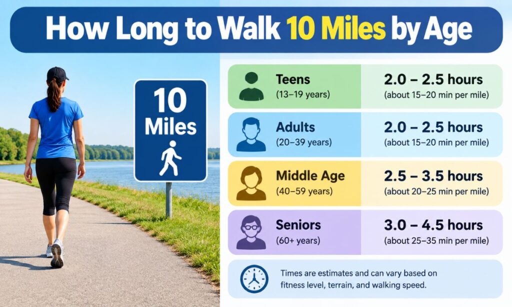 How Long to Walk 10 Miles by Age