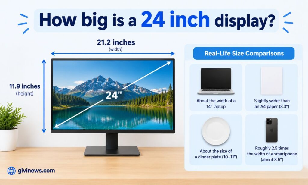 How big is a 24 inch display?