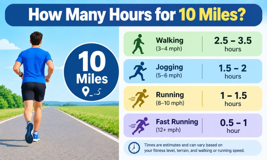 How many hours for 10 miles?