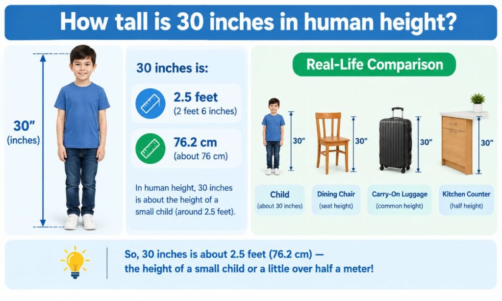 How tall is 30 inches in human height?